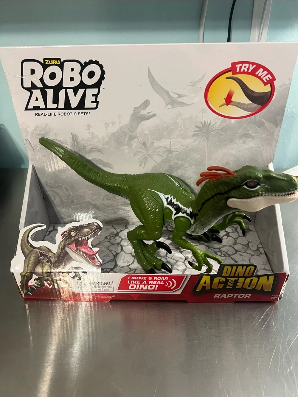 New In Box  ZURU Robo Alive Green Raptor Dino Action Robotic Pet